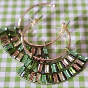 Colorful crystal open circle earrings
